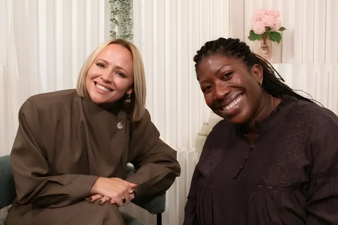 Kimberley Walsh in the Second Act studio with Ateh Jewel