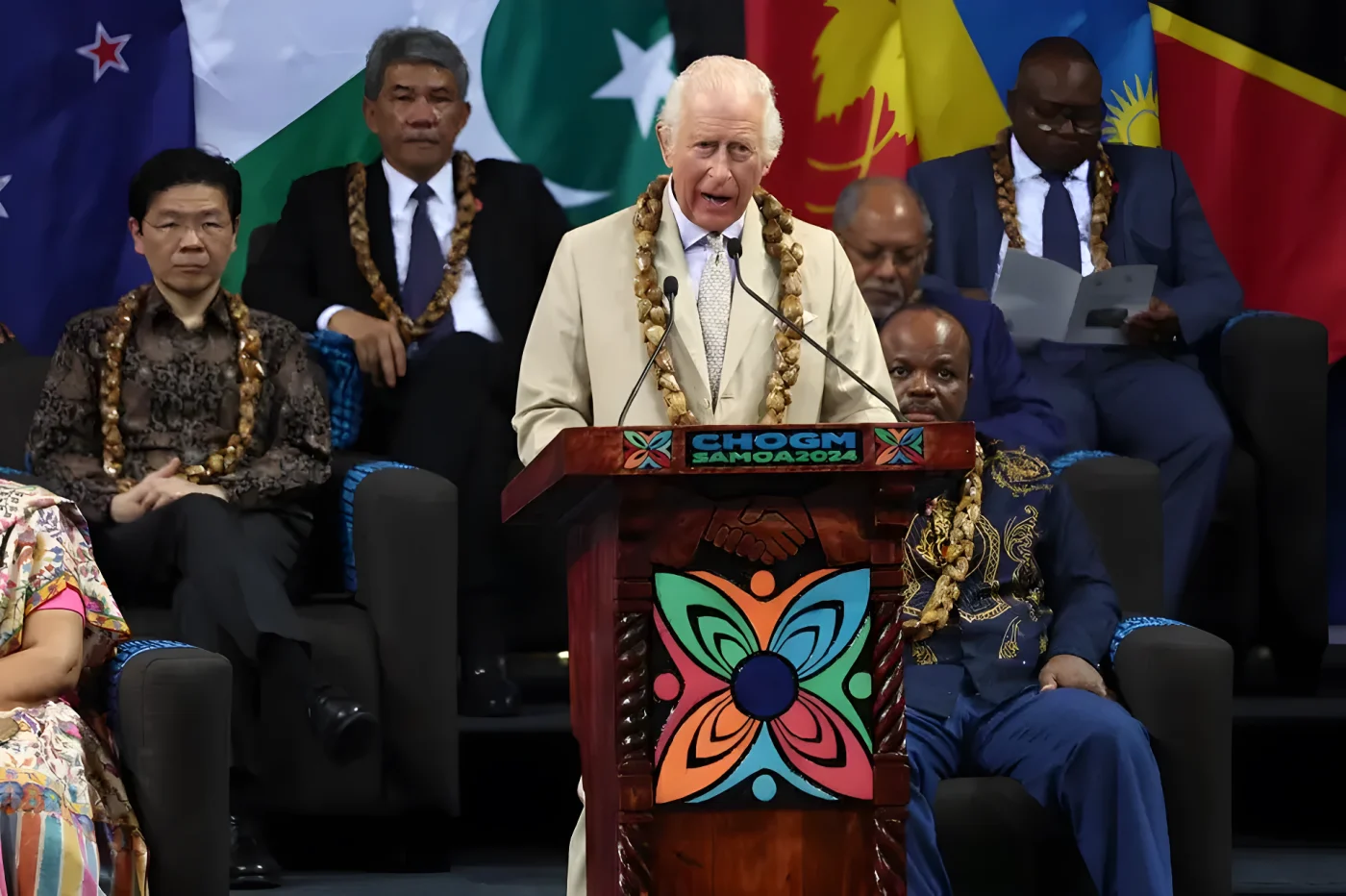 King Charles addresses the opening ceremony of the 2024 CHOGM in Apia, Samoa