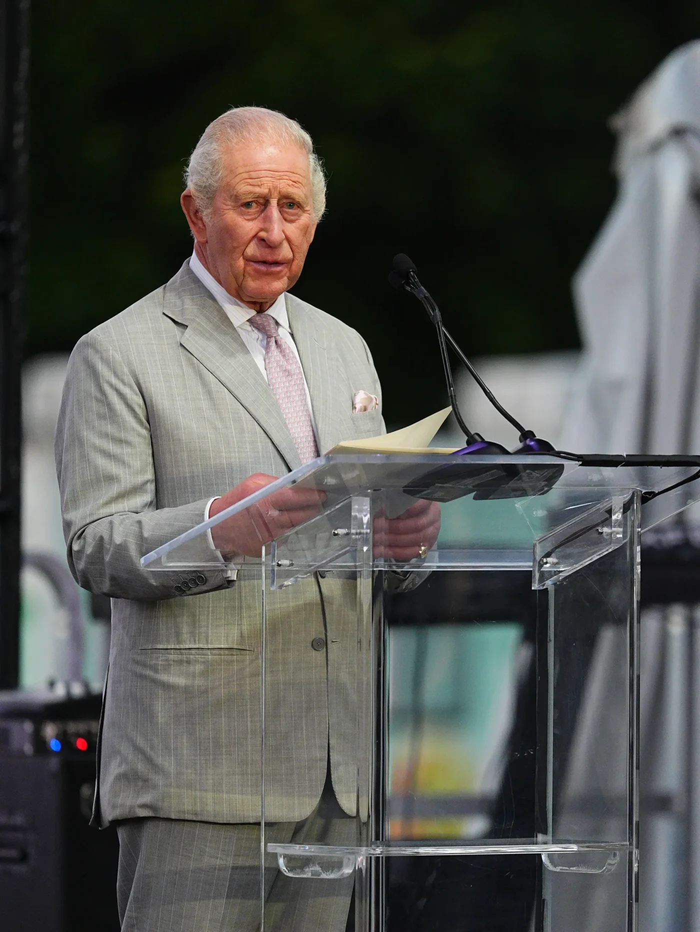 King Charles III delivering an address at the Future Bahamas Youth Rally and Exhibition at Clifford Park in Nassau.