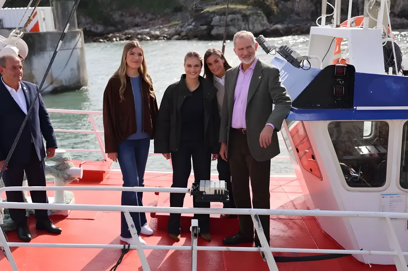 King Felipe VI, Queen Letizia, Princess Leonor and Infanta Sofia during their visit to Llanes on 24 October 2026, in Llanes