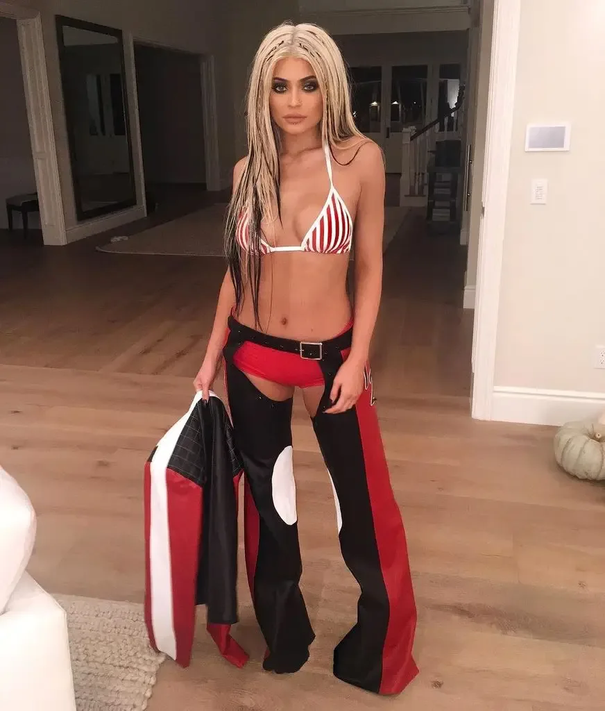 Kylie Jenner in 2016 dressed as Christina Aguilera in the "Dirrty" music video