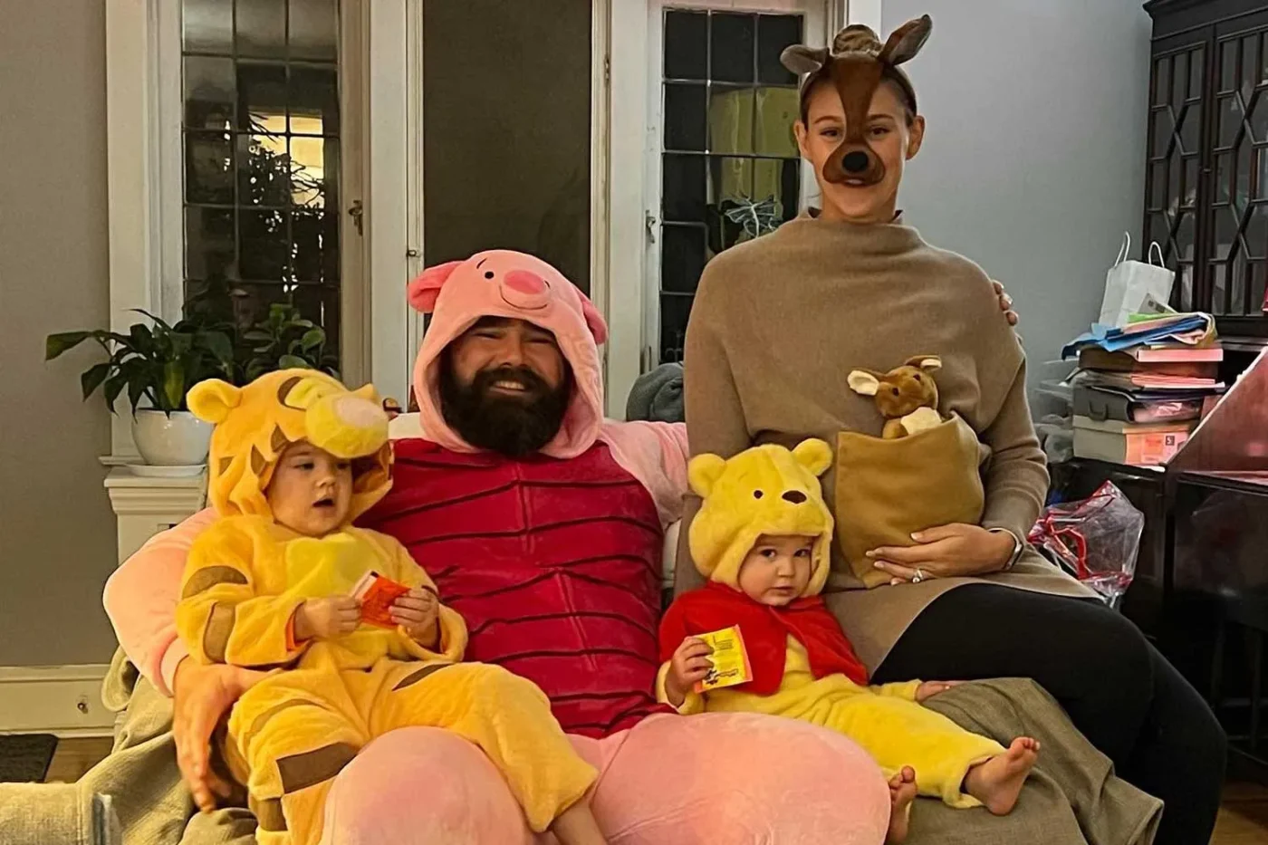 Kylie Kelce and Jason Kelce with their daughters on Halloween