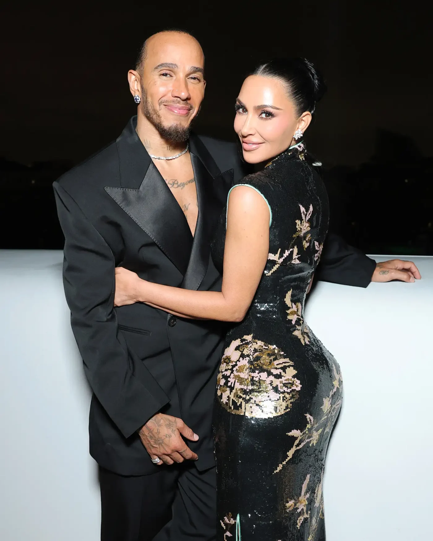 Lewis Hamilton and Kim Kardashian attend the Lucas Museum of Narrative Art Opening Night