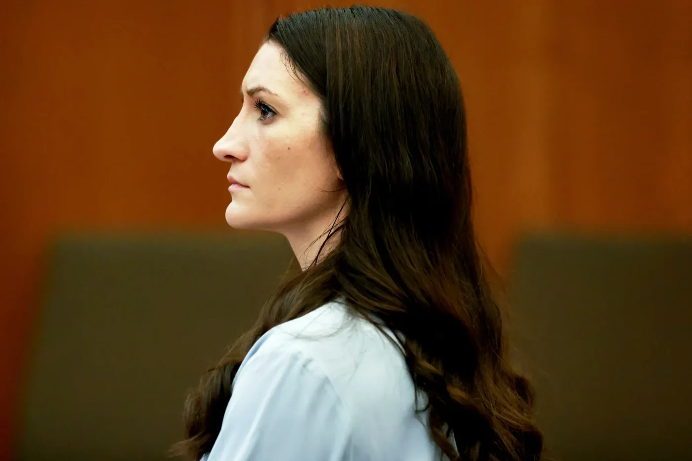 Lindsay Clancy listens to testimony during her murder trial at Plymouth Superior Court