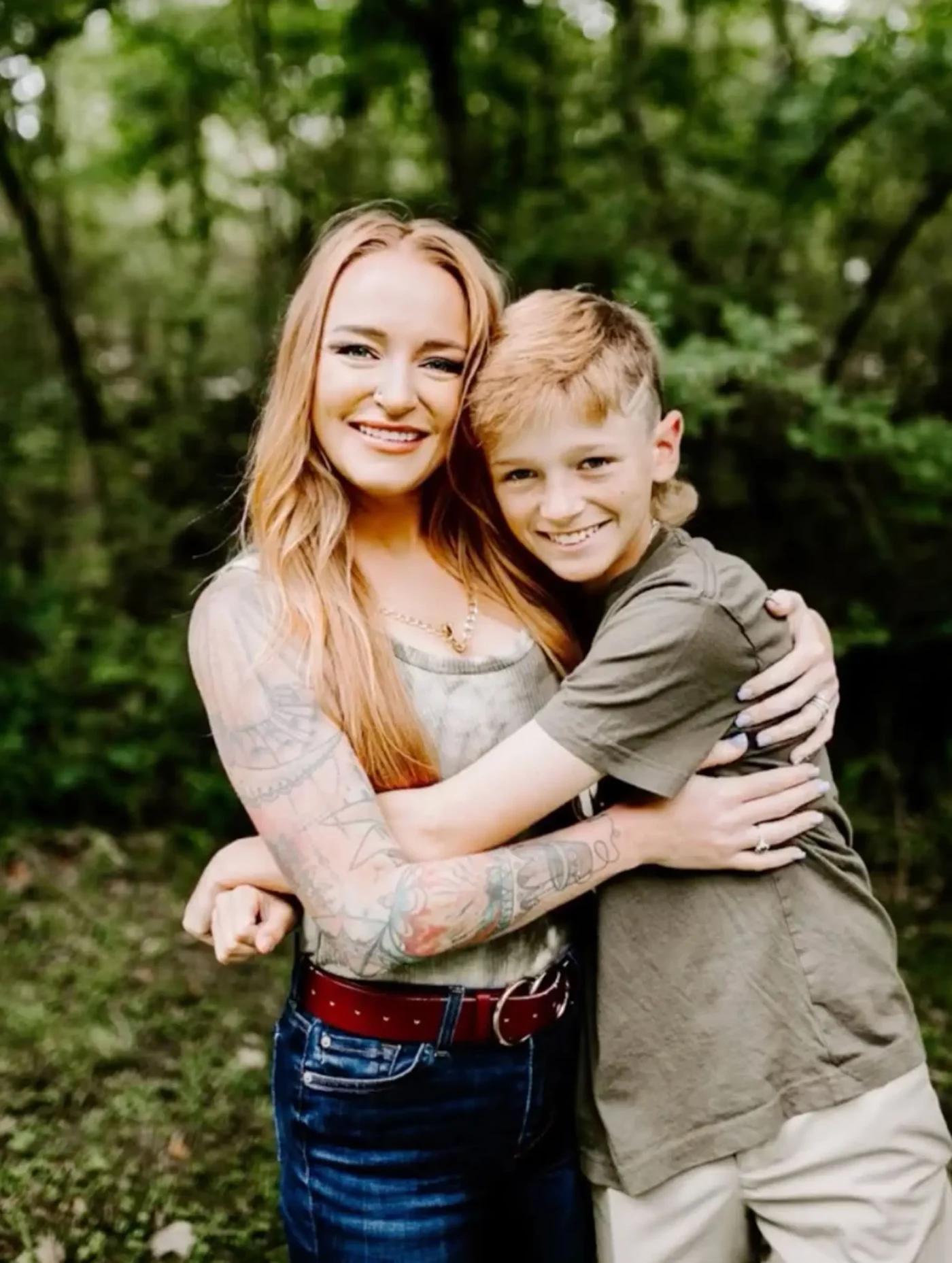 Maci Bookout hugging her son, Bentley.