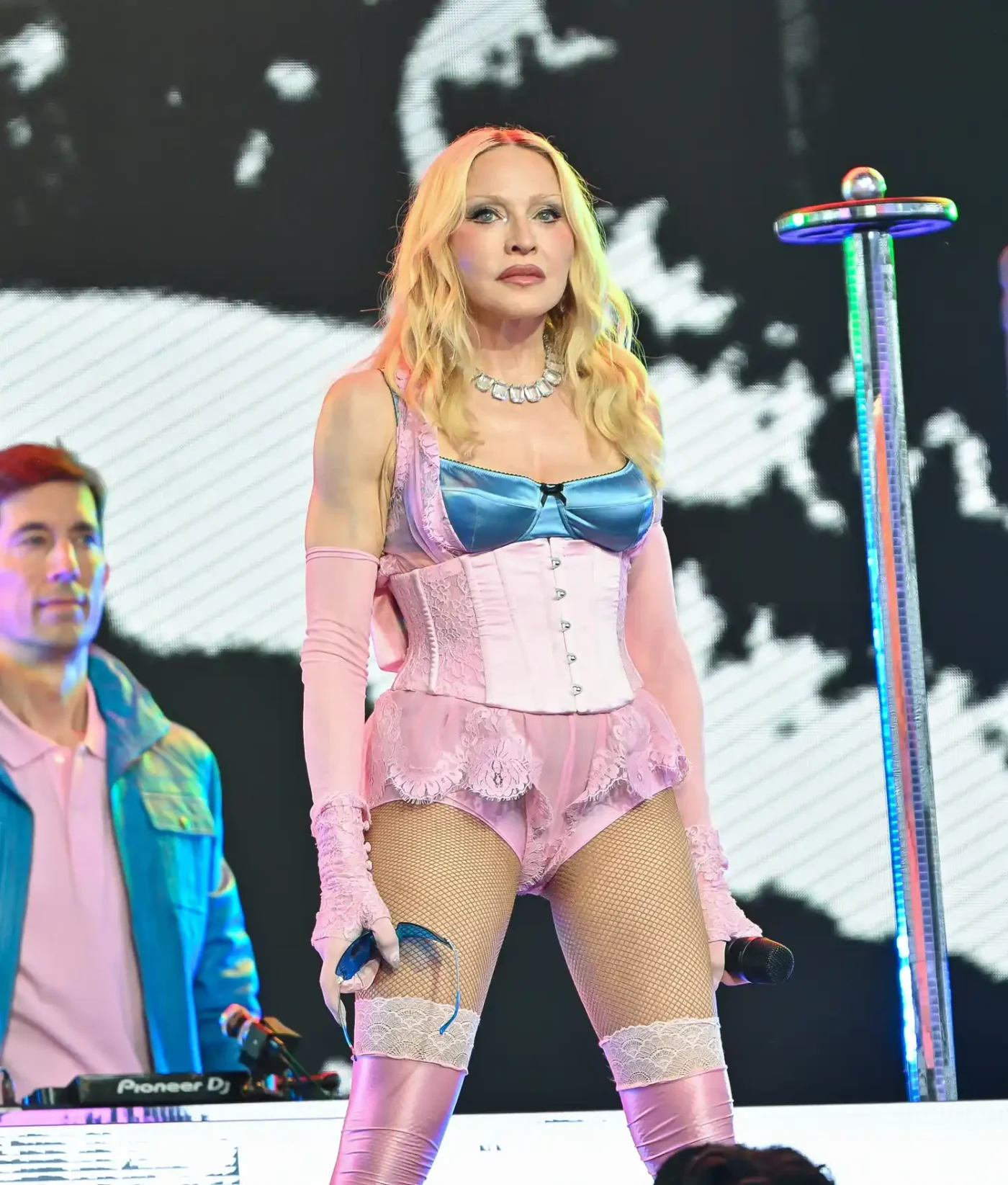 Madonna is seen performing a surprise concert in Times Square on June 4, 2026 in New York City.