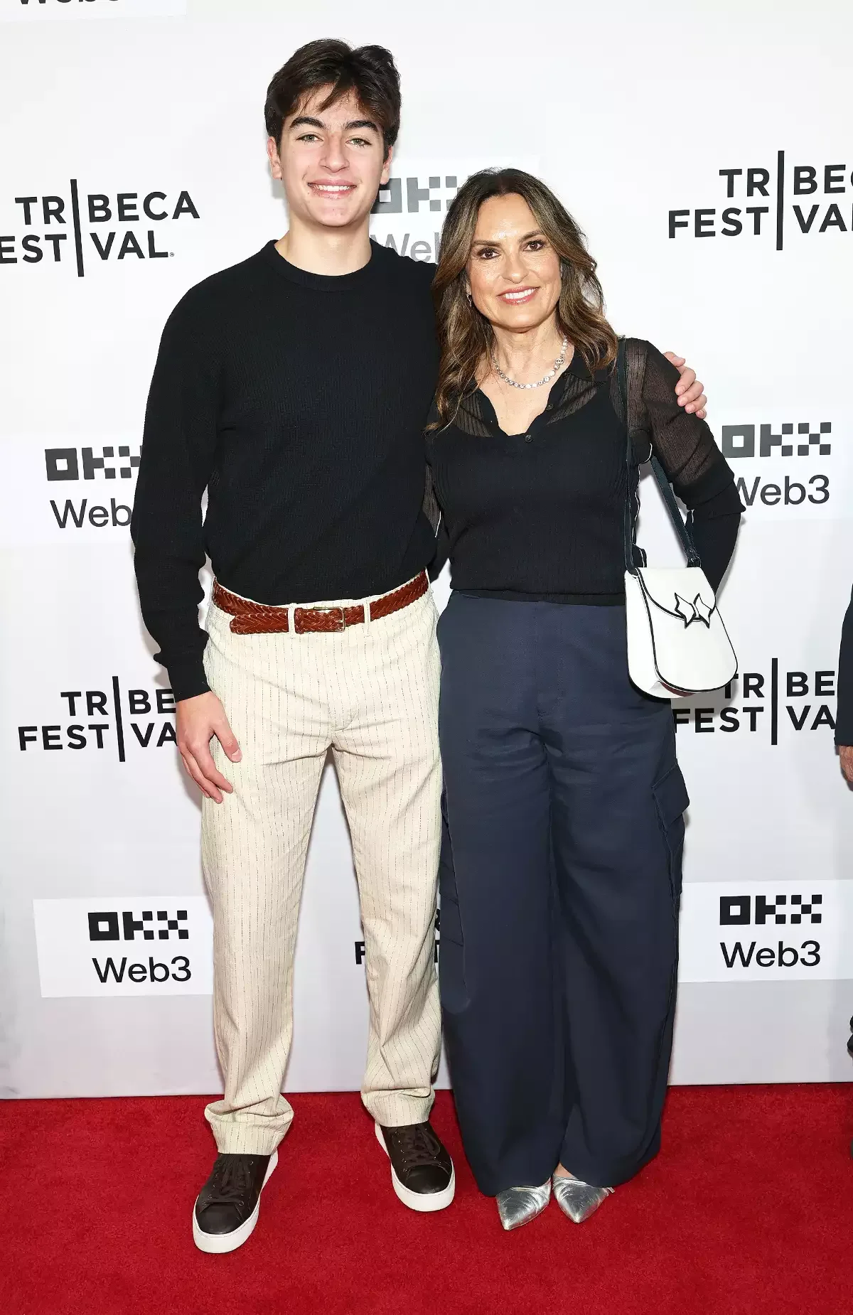 Mariska Hargitay (R) and son August Hermann attend the