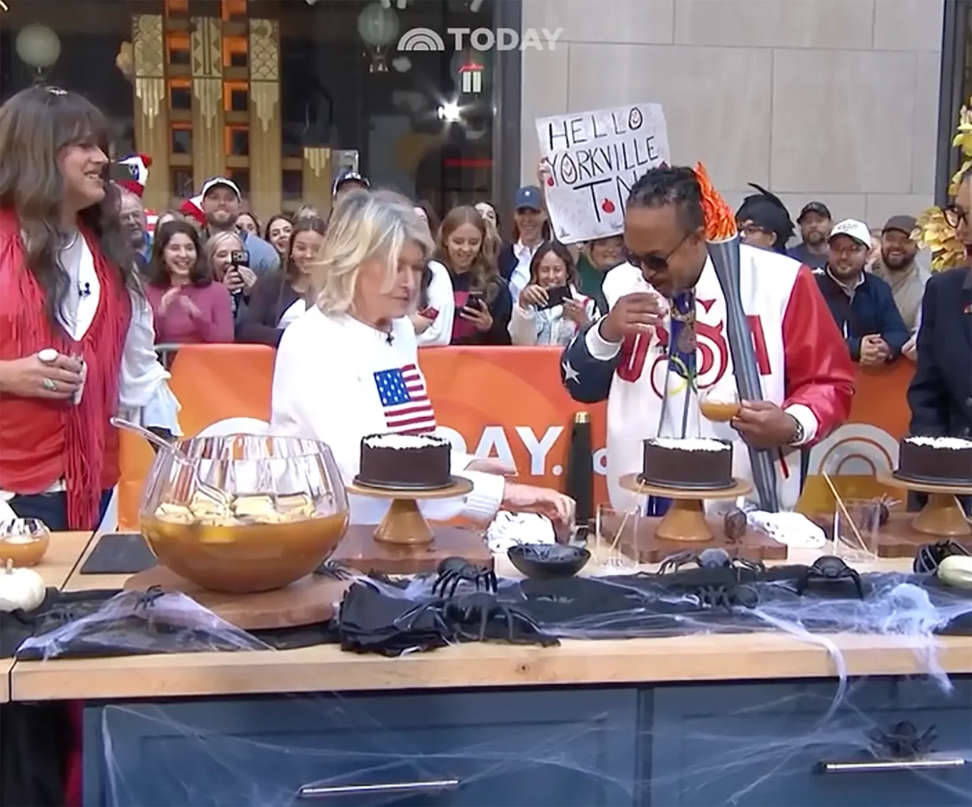 Martha Stewart and Craig Melvin during a segment on the