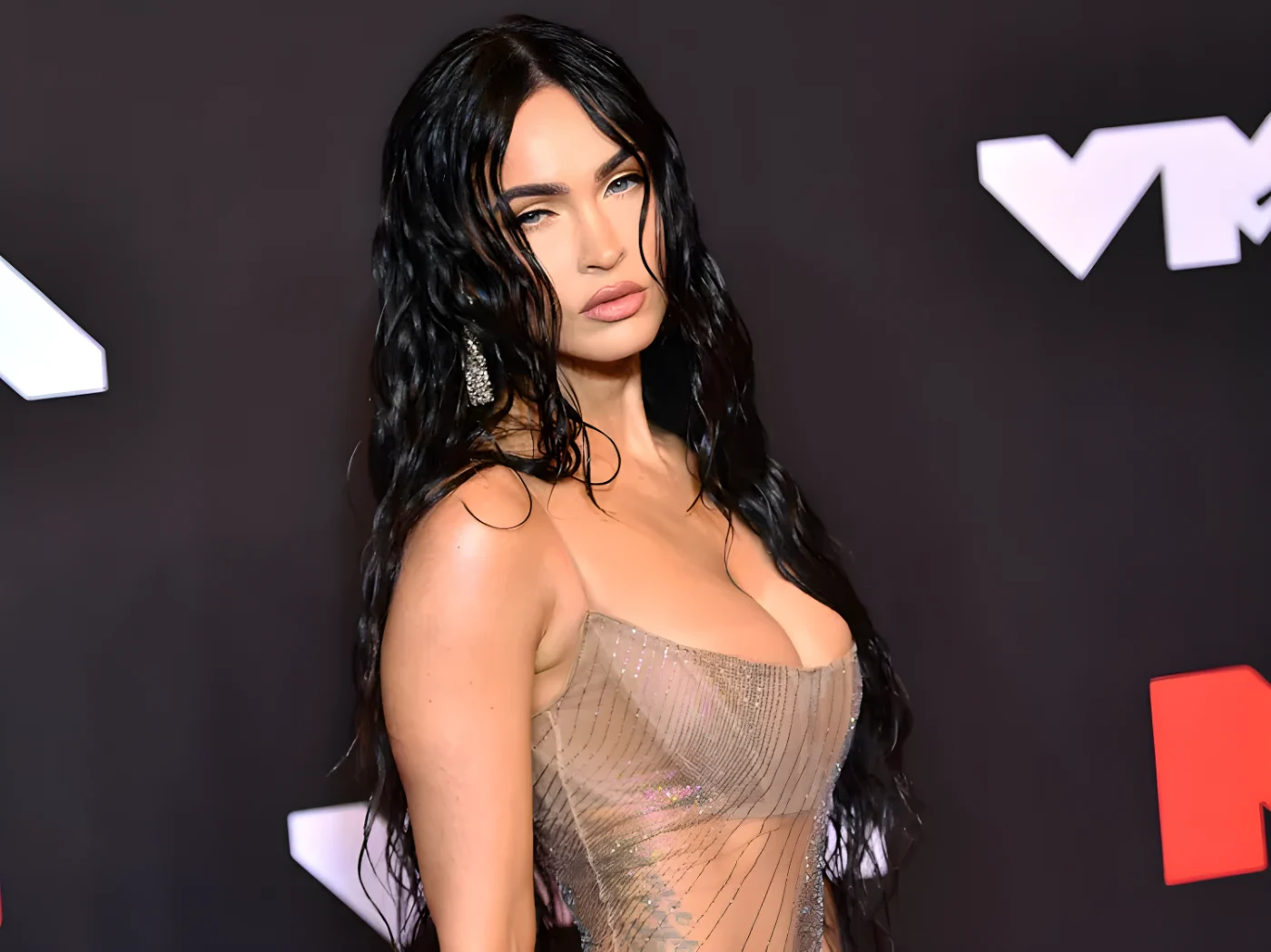 Megan Fox arrives for the 2021 VMAs in Brooklyn, New York on September 12, 2021.