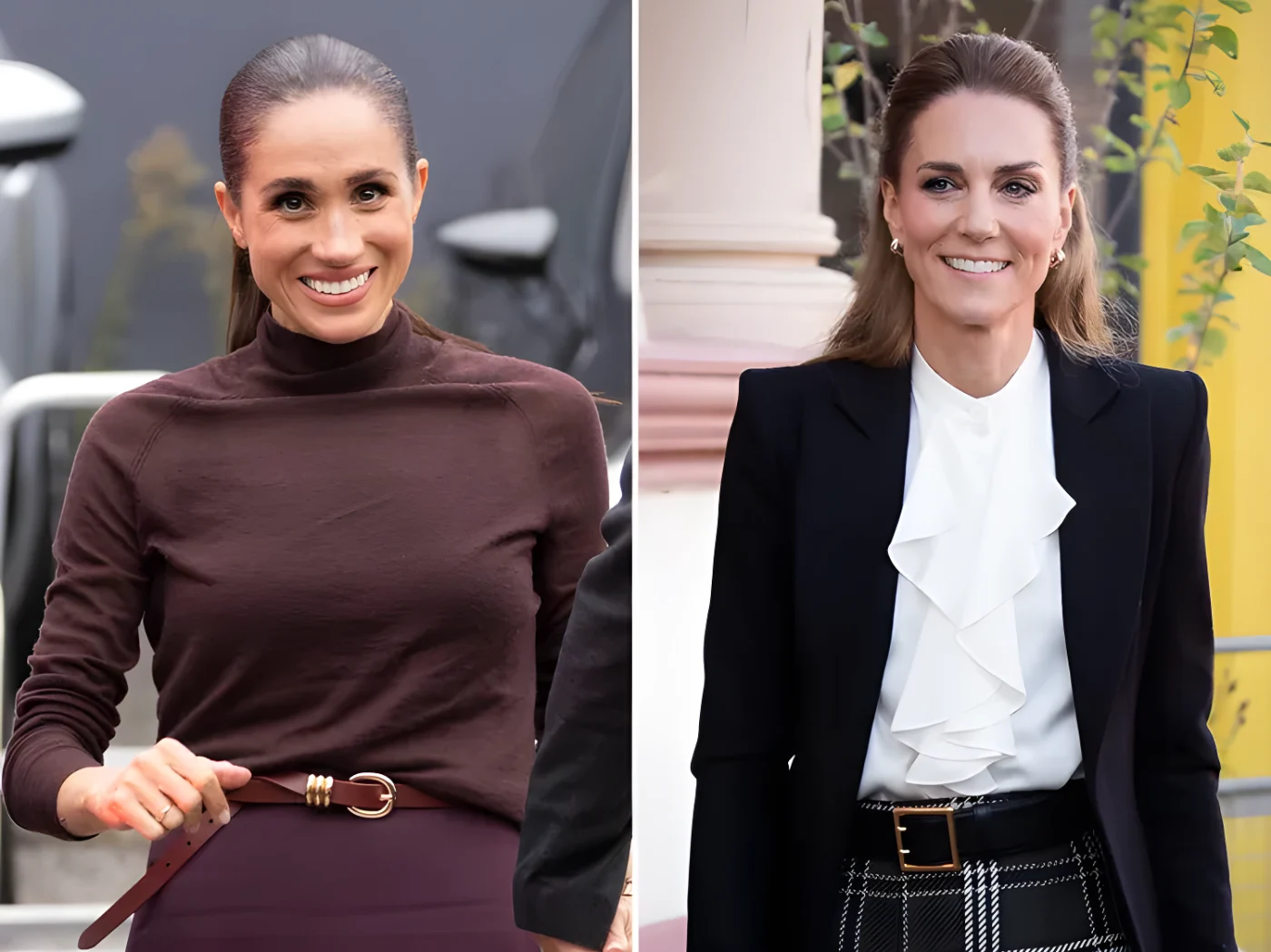 Meghan Duchess of Sussex and another woman in sidebyside portraits