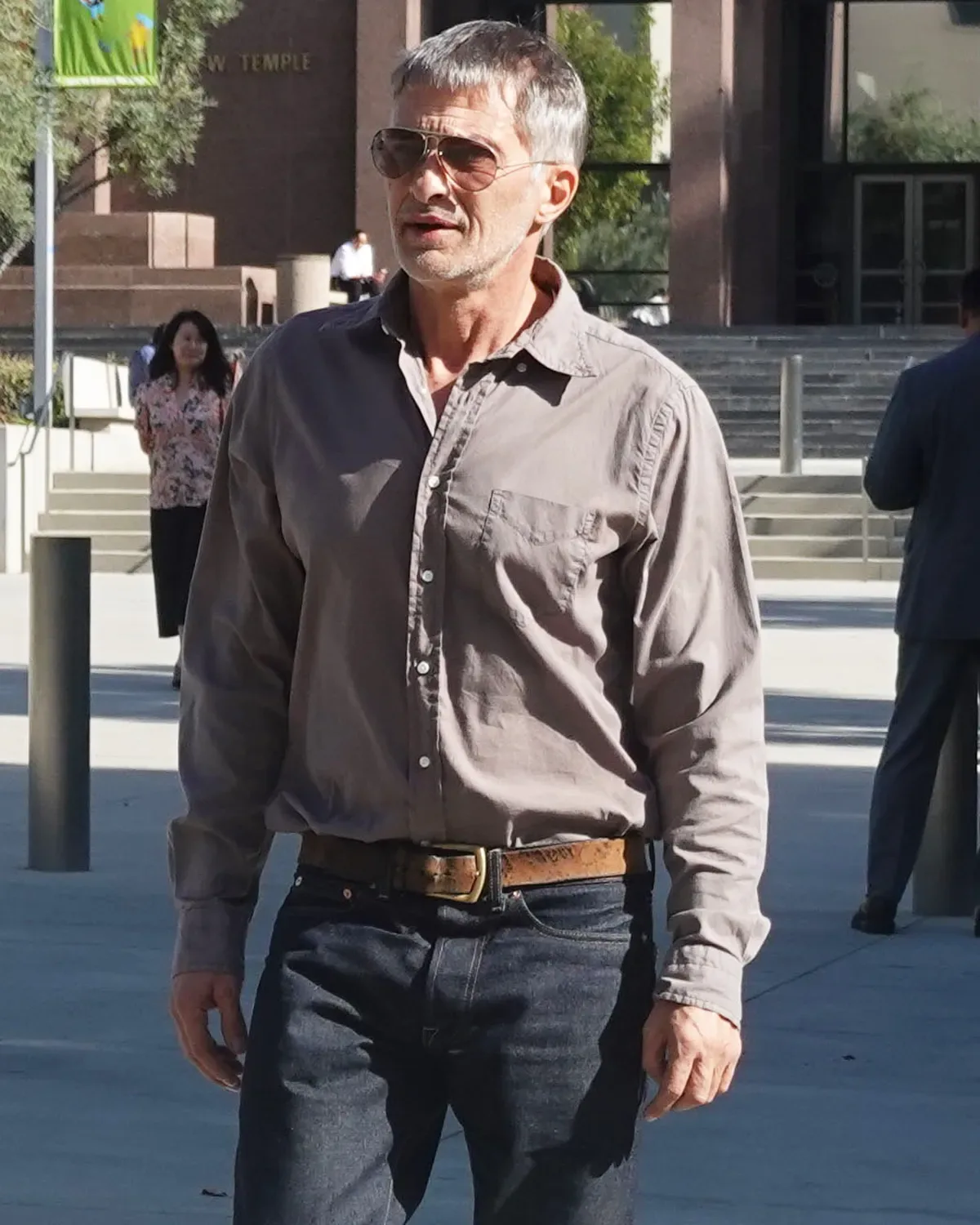 Oliver Martinez is pictured arriving at Stanley Mosk Courthouse