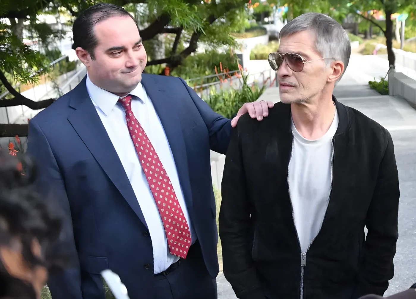 Olivier Martinez is seen with his lawyers outside the Stanley Mosk Courthouse following his battle with ex Halle Berry on October 29, 2026 in Los Angeles, California. (Photo by London Entertainment/GC Images)