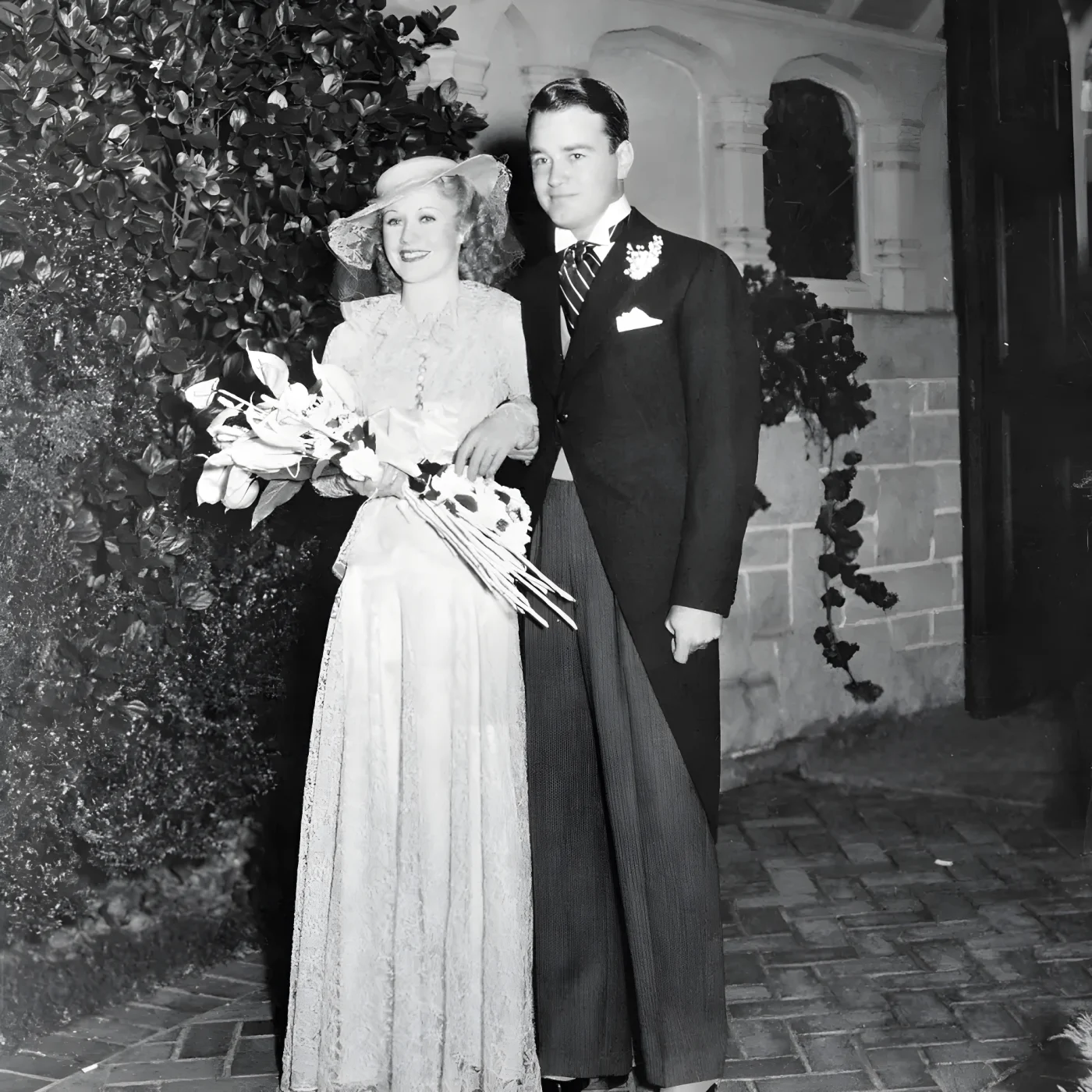 (Original Caption) Ginger Rogers married Lew Ayres in 1933. He was her second husband. Pictures was taken on their wedding day.