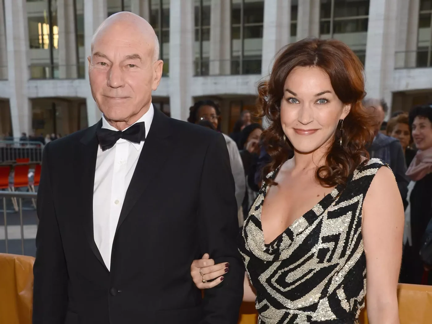 Patrick Stewart and Sunny Ozell attend the 2012 Metropolitan Opera Season Opening Night performance of "L