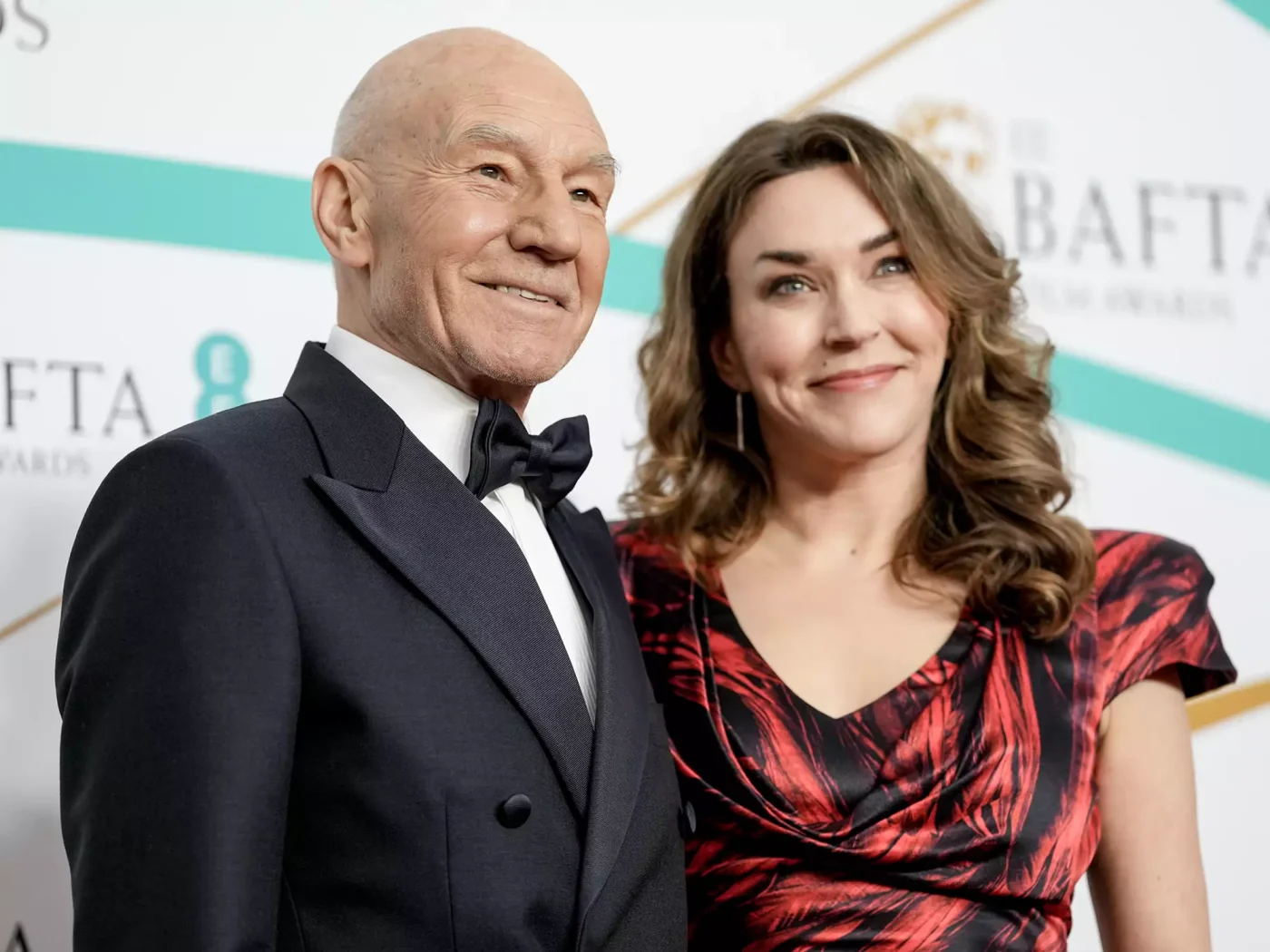 Patrick Stewart and Sunny Ozell on Feb. 19, 2023, in London