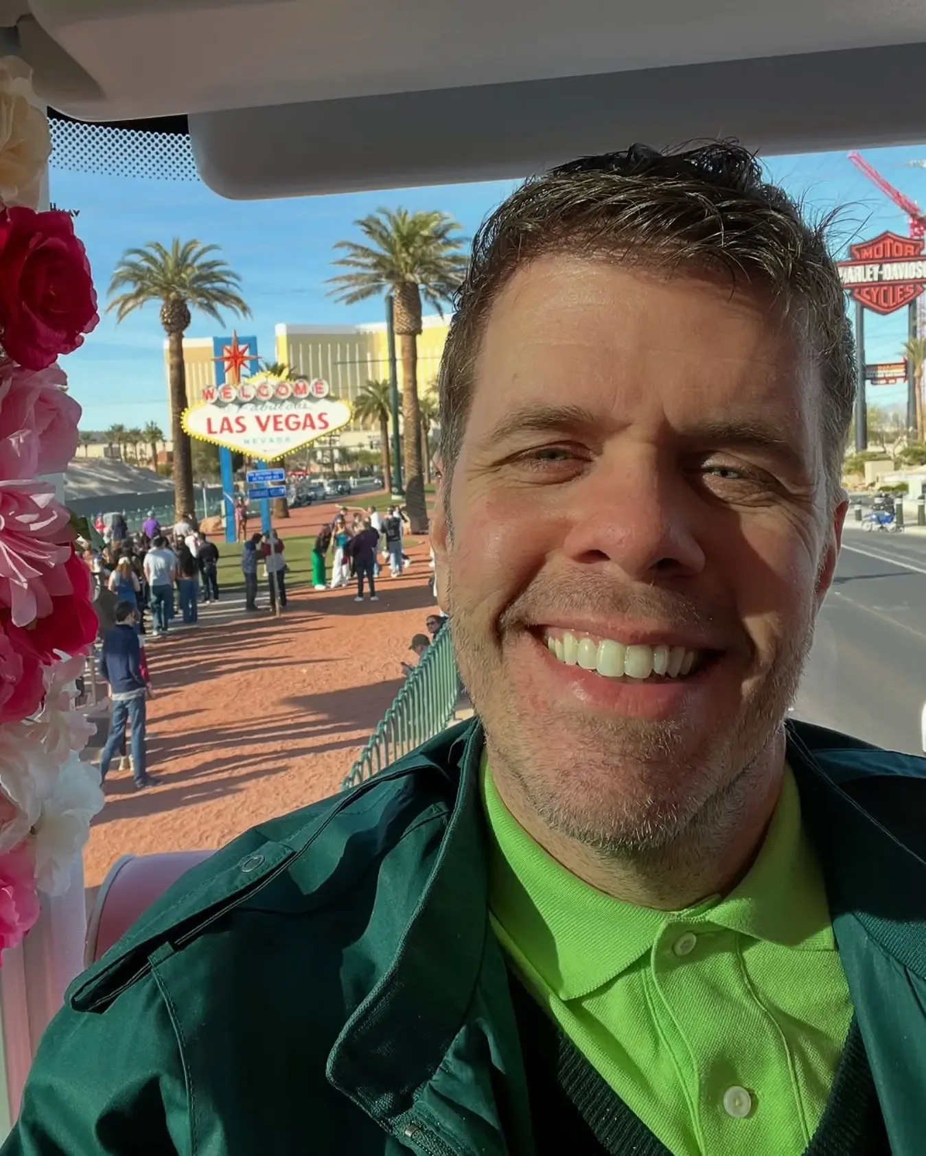 Perez Hilton smiles for a selfie with the