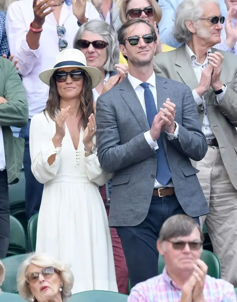 Pippa Middleton and James Matthews in stands at Wimbledon