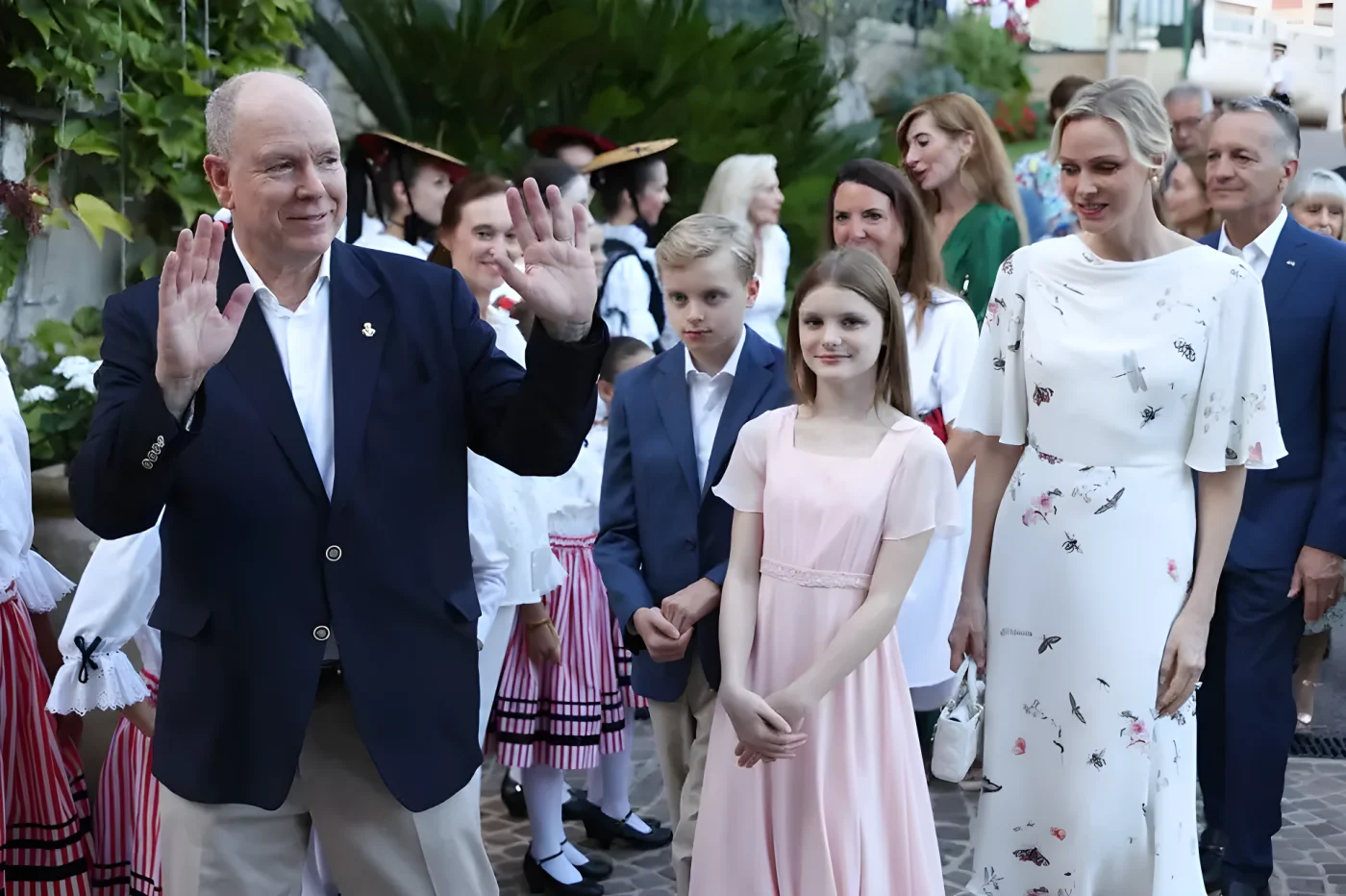 Prince Albert II, Prince Jacques, Princess Gabriella and Princess Charlene of Monaco attend the "U Cavagnëtu Traditional Picnic"