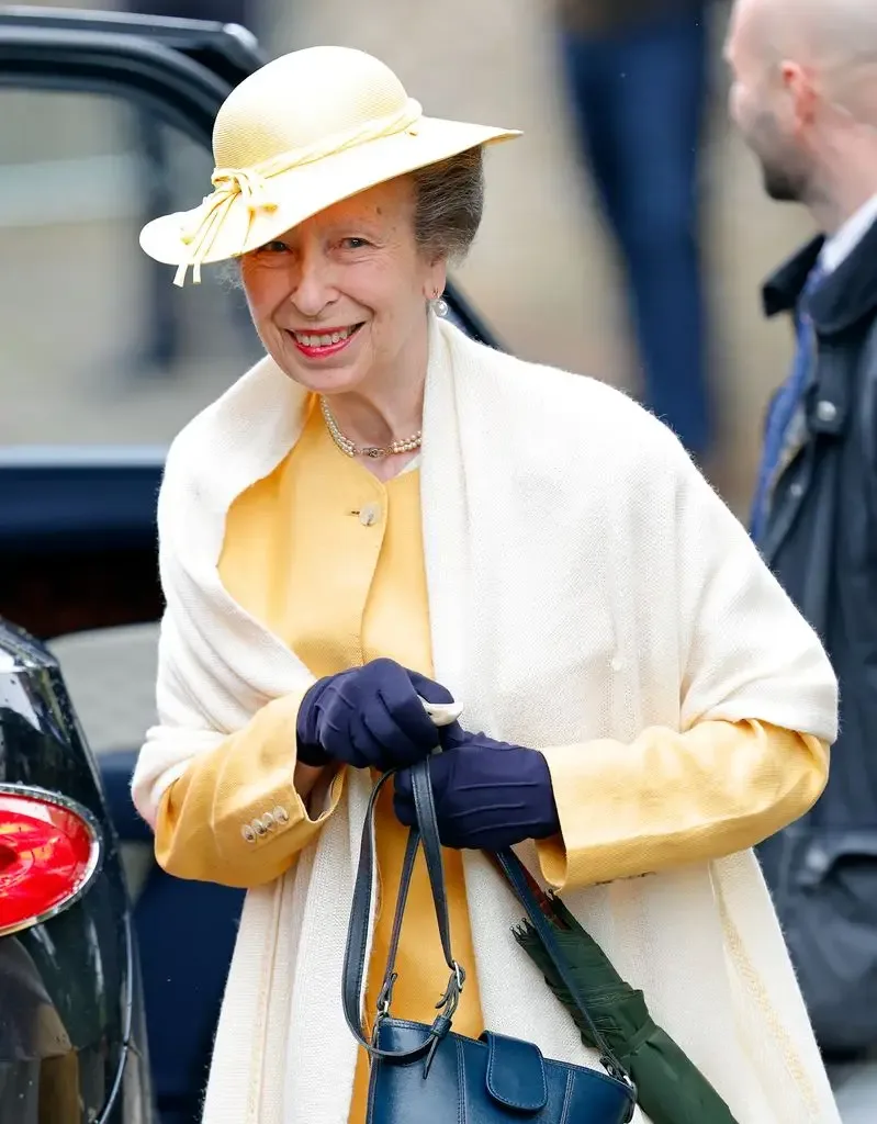 Princess Anne, Princess Royal attends the wedding of Peter Phillips and Harriet Sperling at All Saints