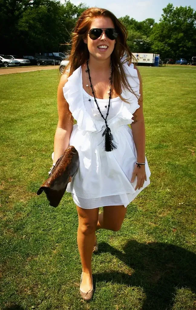 Princess Beatrice layered up her mini dress at the polo in 2008