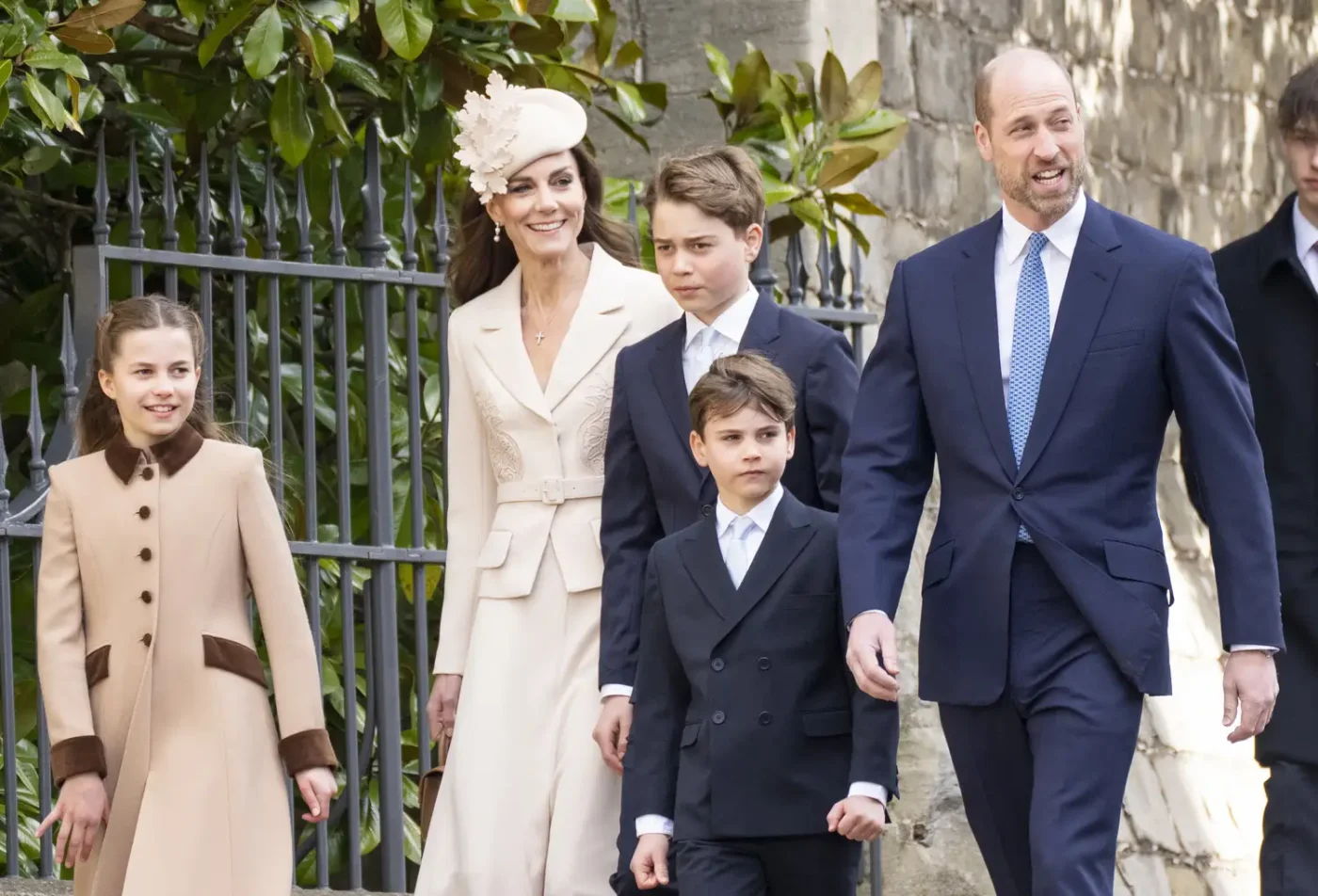 Princess Charlotte, Princess Kate, Prince George, Prince Louis, and Prince William on Easter Sunday 2026.