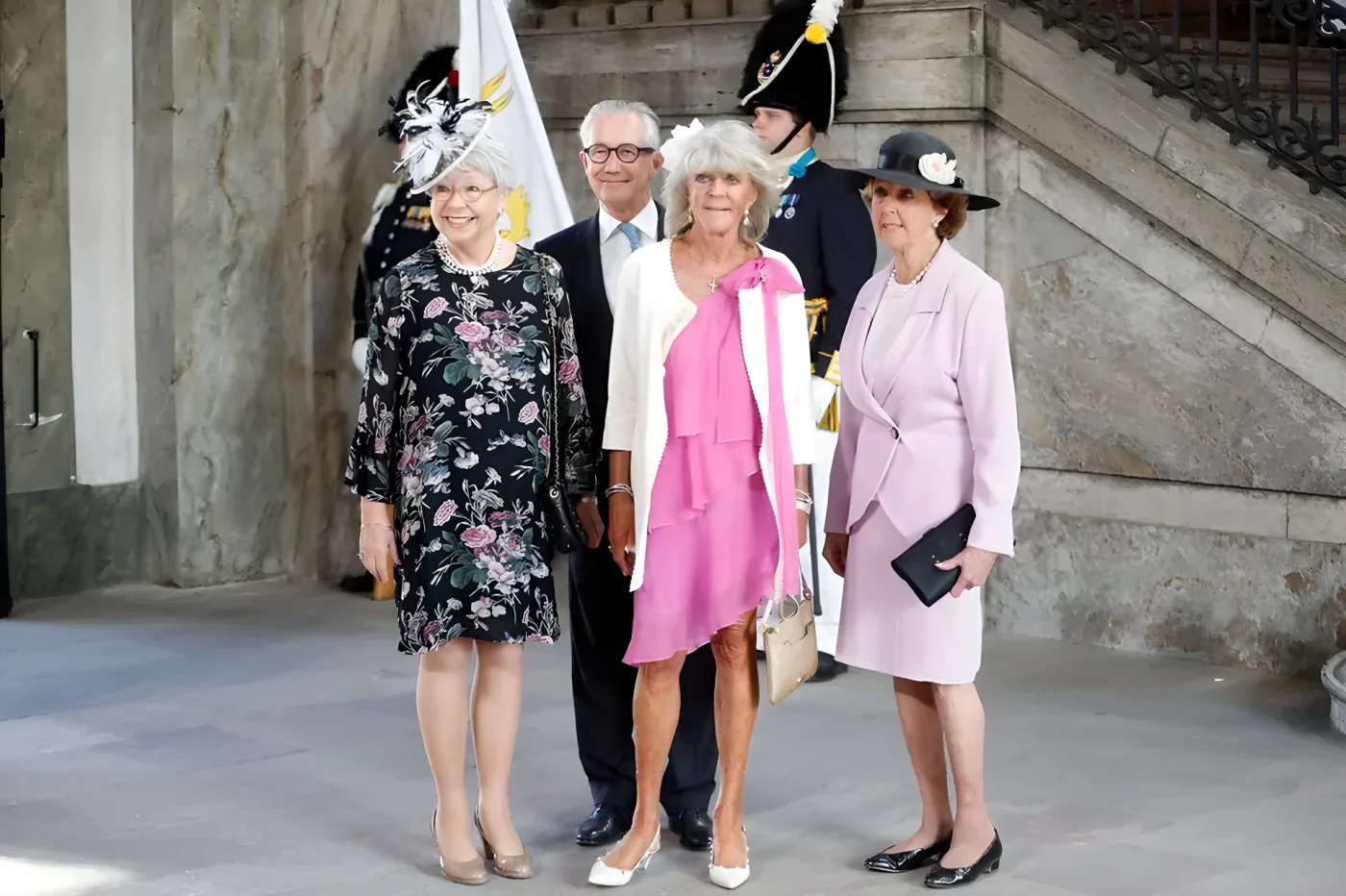 Princess Cristina, Tord Magnuson, Princess Birgitta and Princess Desiree standing