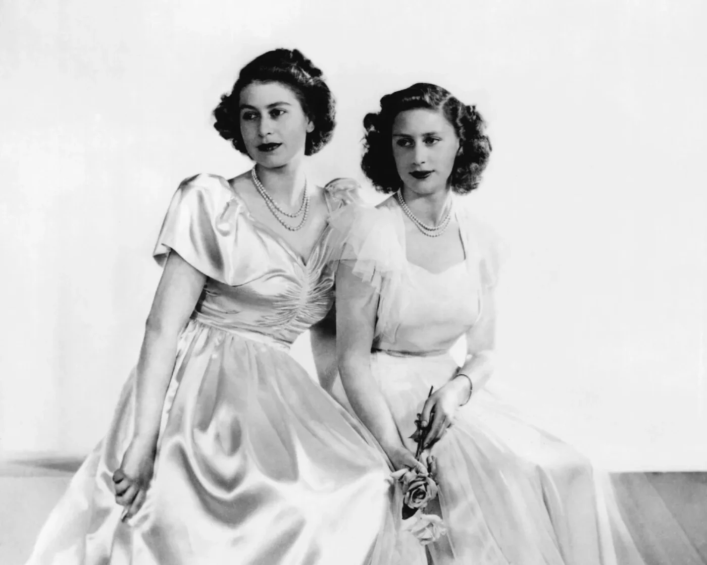 Princess Elizabeth and Princess Margaret, the two debuntante princesses, ca. 1946.