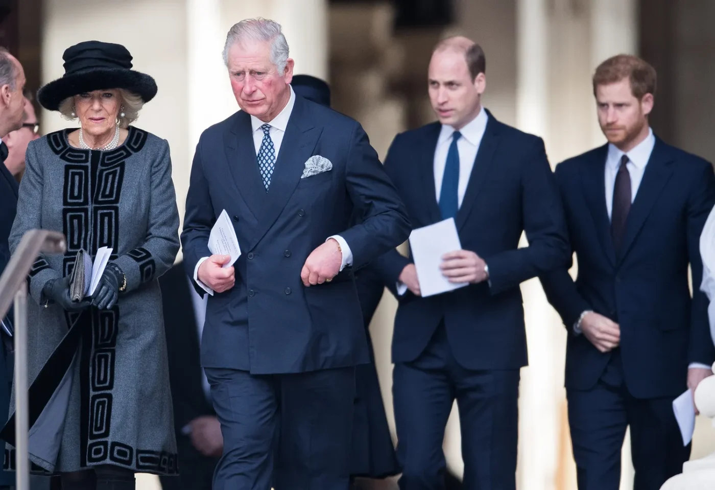 Queen Camilla, King Charles, Prince William, and Prince Harry on December 14, 2017.