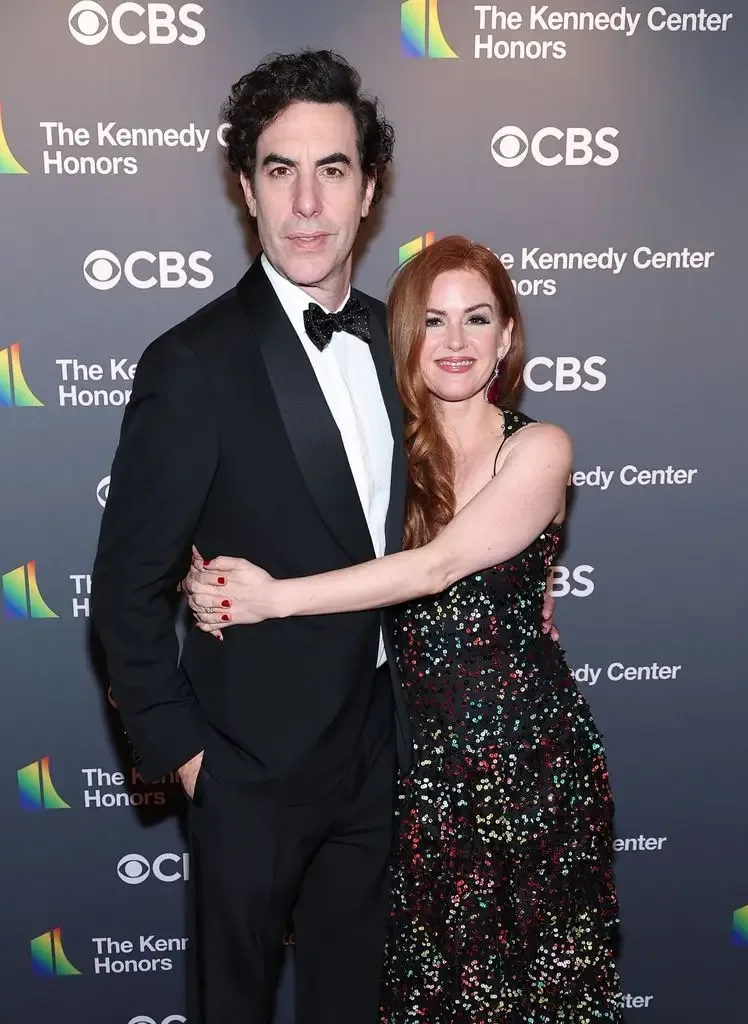 Sacha Baron Cohen and Isla Fisher attend the 45th Kennedy Center Honors ceremony at The Kennedy Center on December 04, 2022 in Washington, DC.