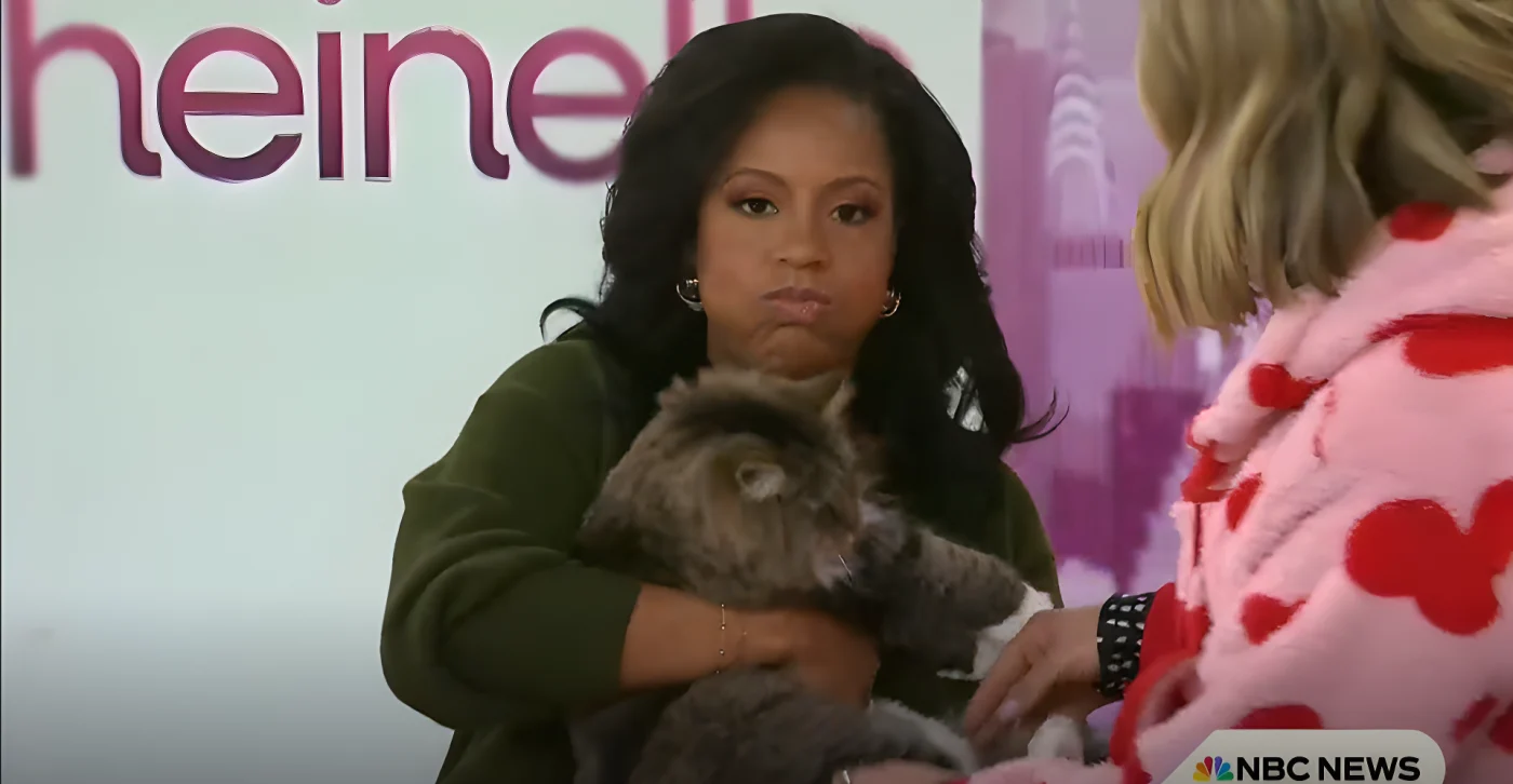 Sheinelle Jones held a cat for the first time
