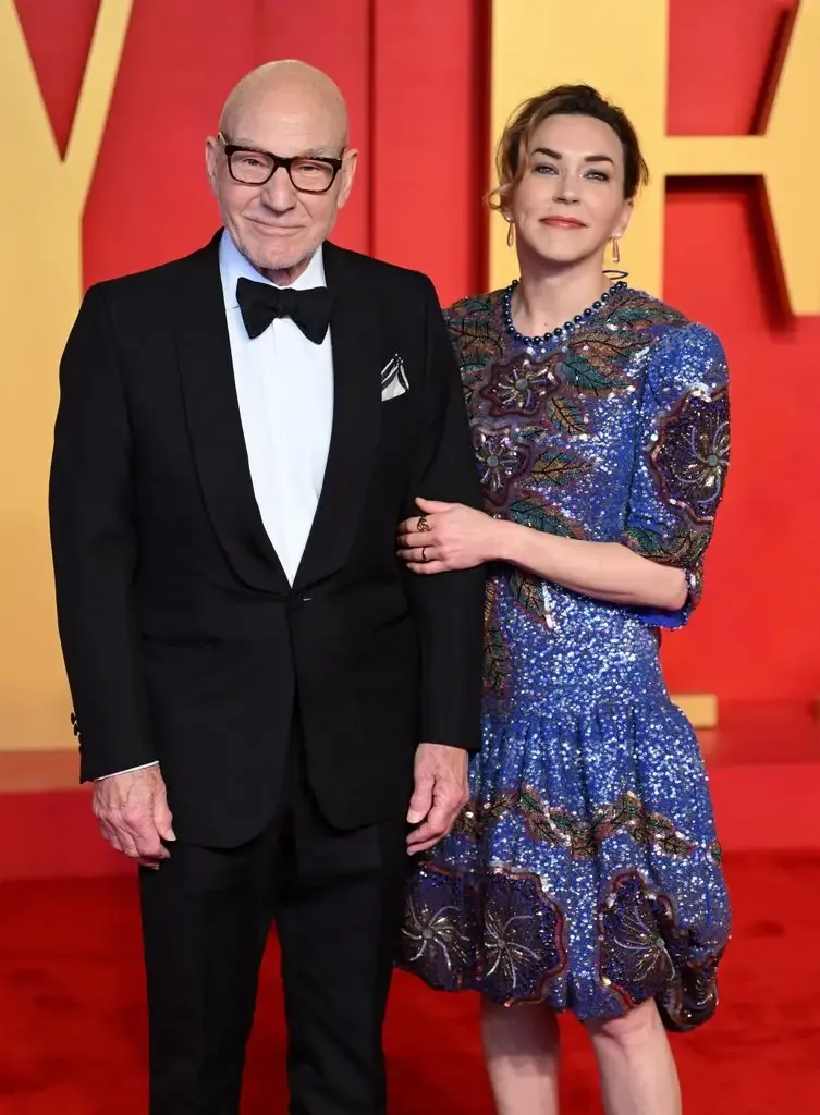 Sir Patrick Stewart and Sunny Ozell attend the 2024 Vanity Fair Oscar Party hosted by Radhika Jones at the Wallis Annenberg Center for the Performing Arts on March 10, 2024 in Beverly Hills, California. (Photo by Karwai Tang/WireImage)