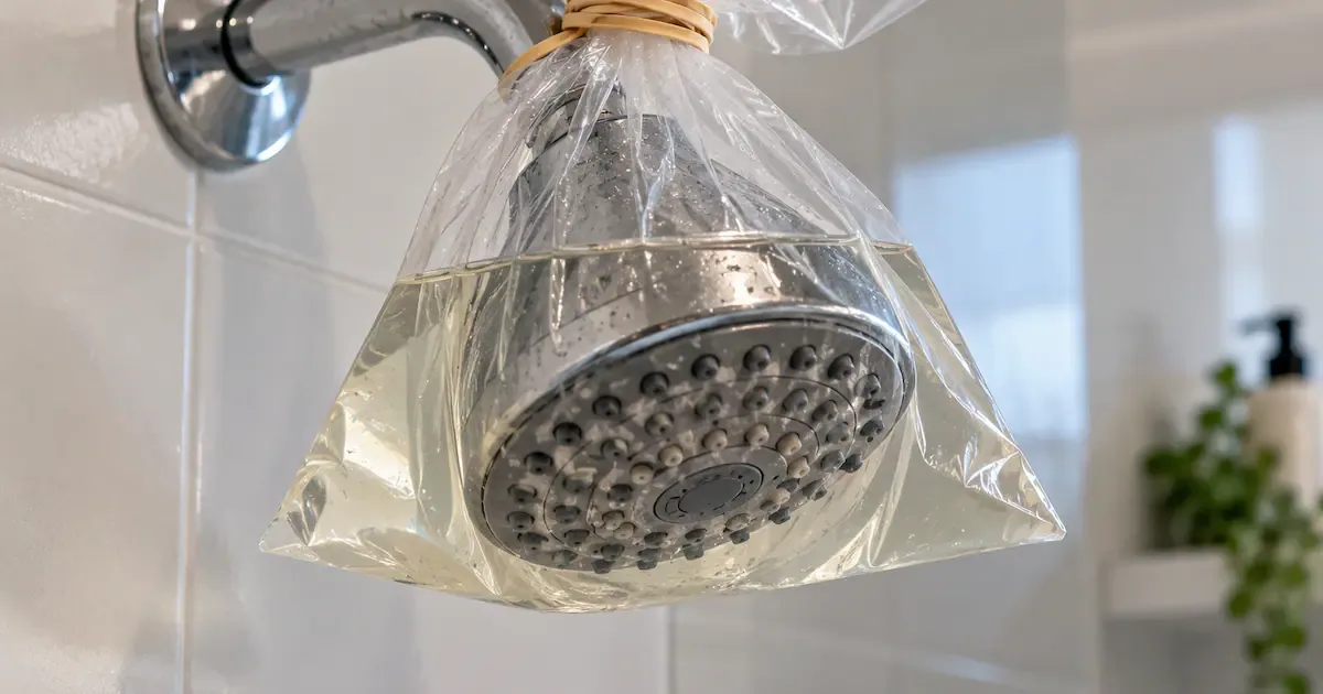 Soffione della doccia intasato dal calcare: il trucco del sacchetto con aceto bianco per pulirlo in un'ora