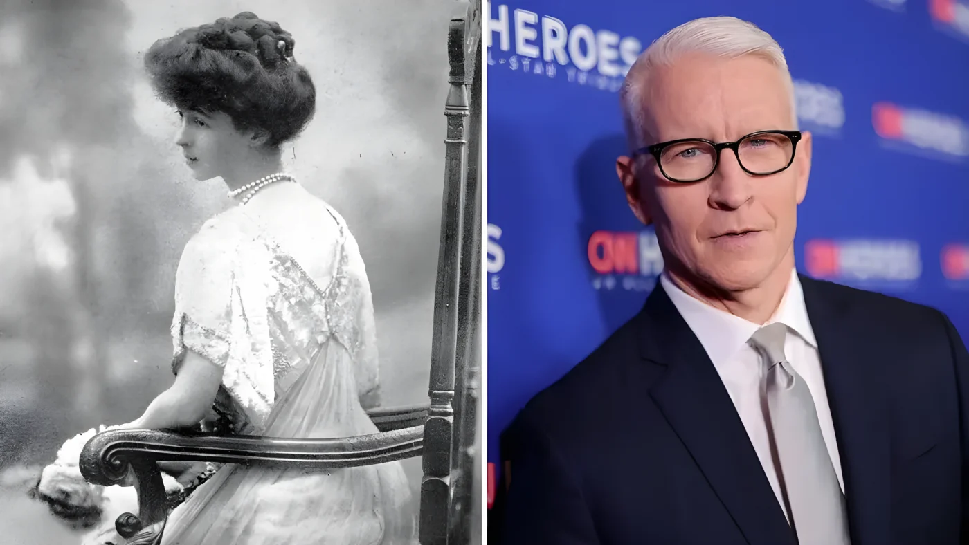 Split image of Vanderbilt descendants Consuelo Vanderbilt and Anderson Cooper