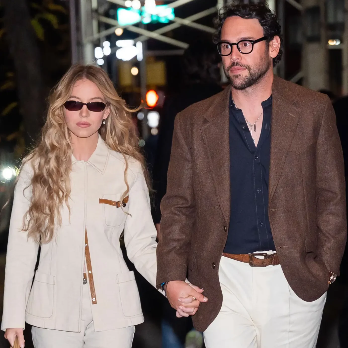 Sydney Sweeney (L) and Scooter Braun are seen in the Upper West Side on October 29, 2026 in New