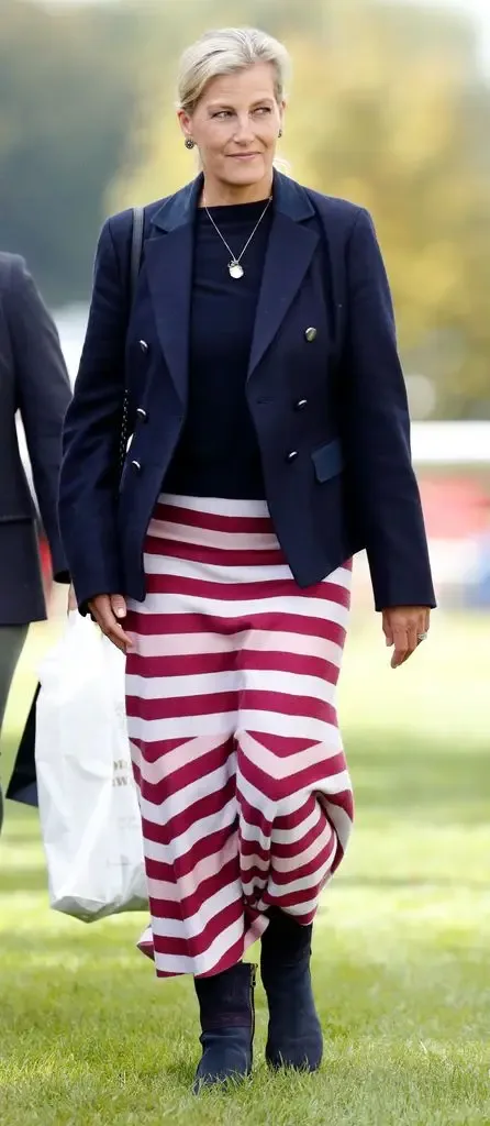 The Duchess of Edinburgh in a Gabriela Hearst striped skirt at the Burleigh Horse Trials in 2019