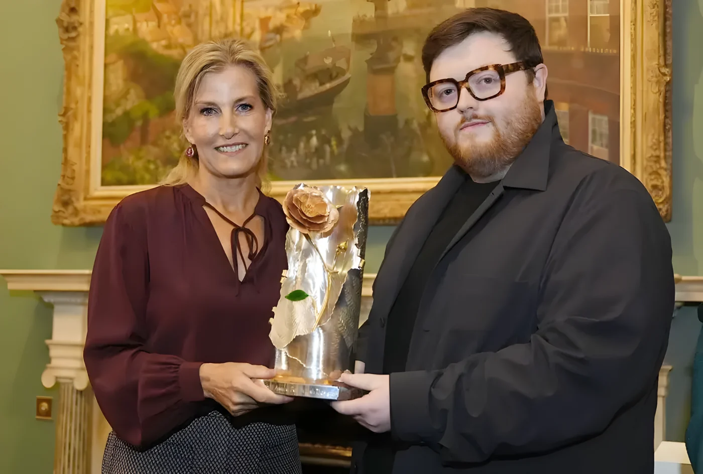 The Duchess of Edinburgh presented Steven Stokey-Daley with the British Fashion Council's Queen Elizabeth II Award for British Design