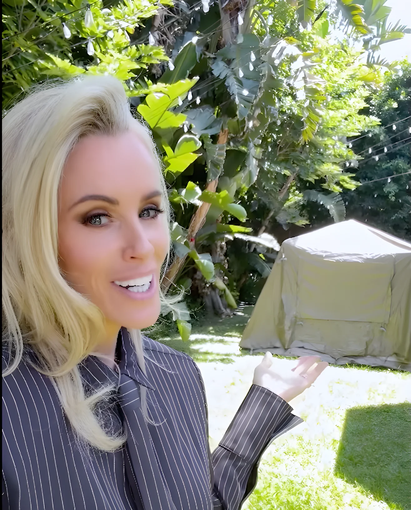 The TV personality has been living in a tent to escape the mold