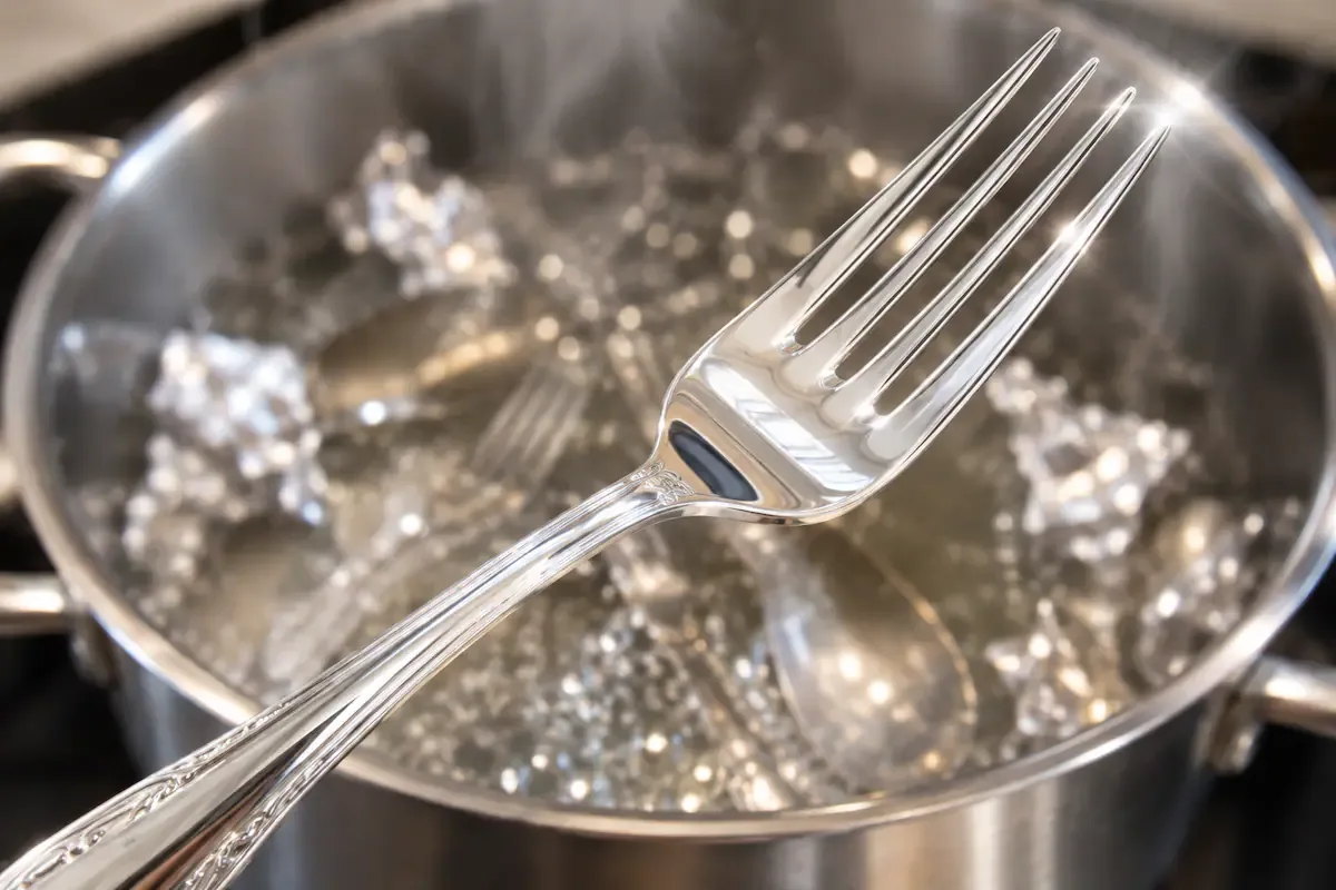 This homemade cleaning method can help remove tarnish from silver cutlery using a few household ingredients and hot water.