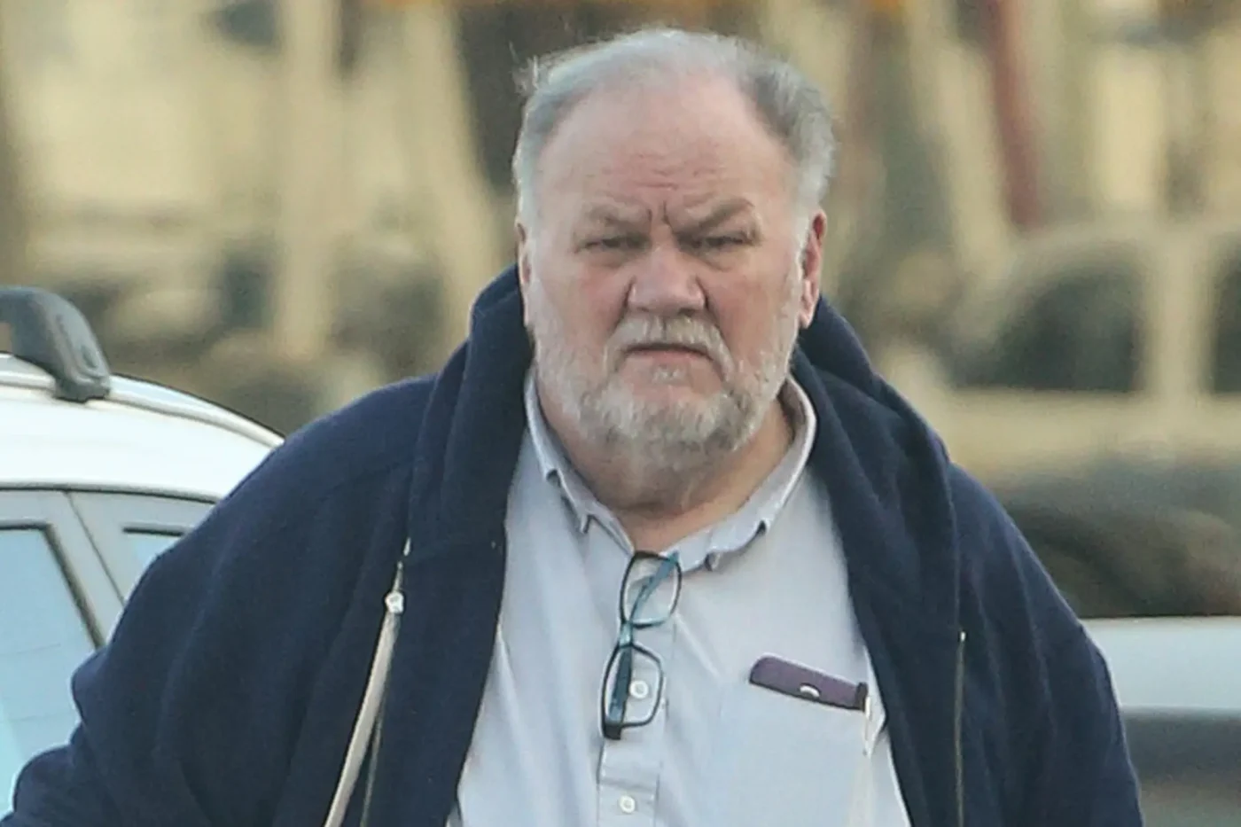 Thomas Markle looking disappointed while grocery shopping in Baja, Mexico.
