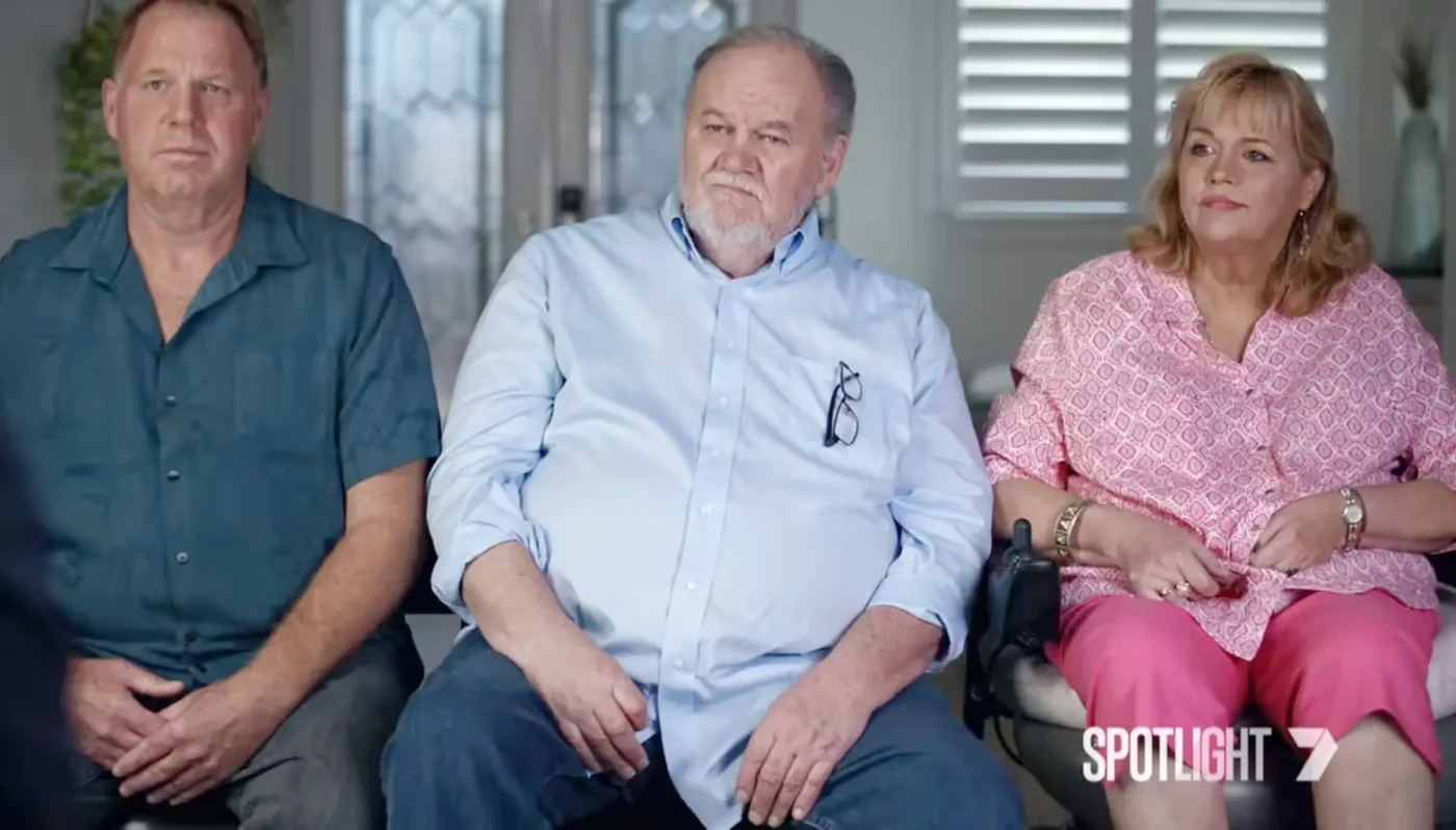 Thomas Markle Snr, Tom Jnr, and Samantha Markle during an interview for Spotlight.