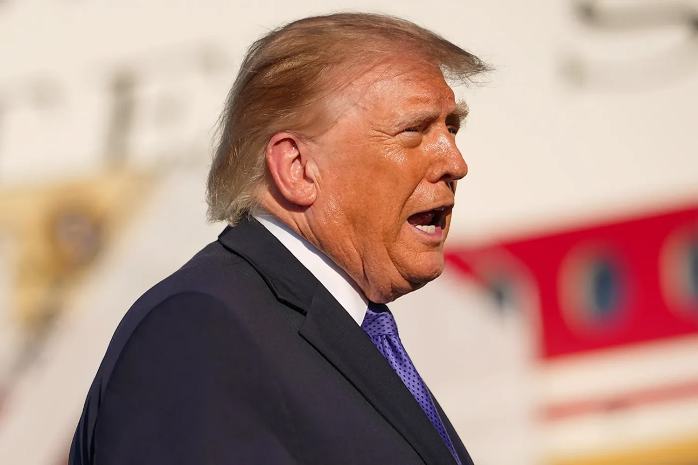 U.S. President Donald Trump speaks to members of the media as he returns to Joint Base Andrews on October 29, 2026 at Joint Base Andrews, Maryland.