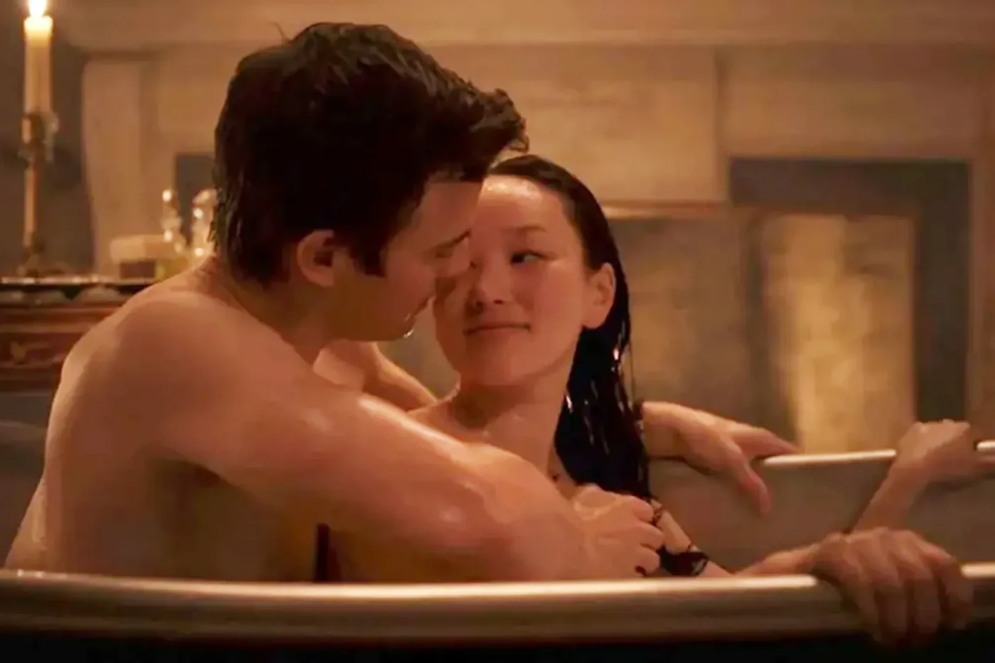 Yerin Ha and Luke Thompson in Bridgerton Season 4, Episode 8
